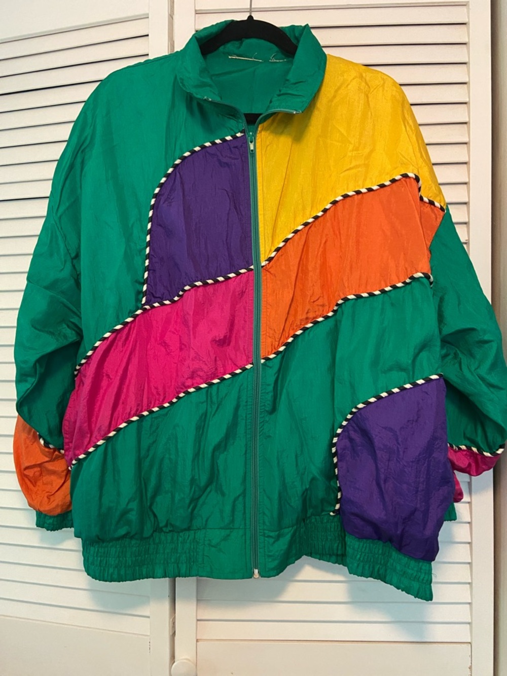 Vintage Laura Katherine Colorblock Windbreaker 80’s Mardi Gras Pallette XL